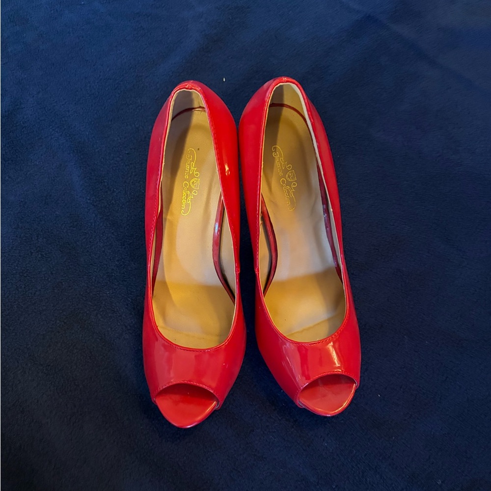 Red Peep-Toe Heels